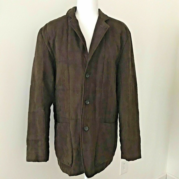 BLACK SAKS FIFTH AVE Size Medium Brown Soft Microfiber Suede Coat Lined Pockets - Picture 2 of 10